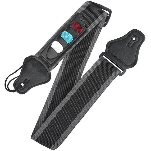 Guitar Strap With Three Pick Holders + FREE 3 Picks